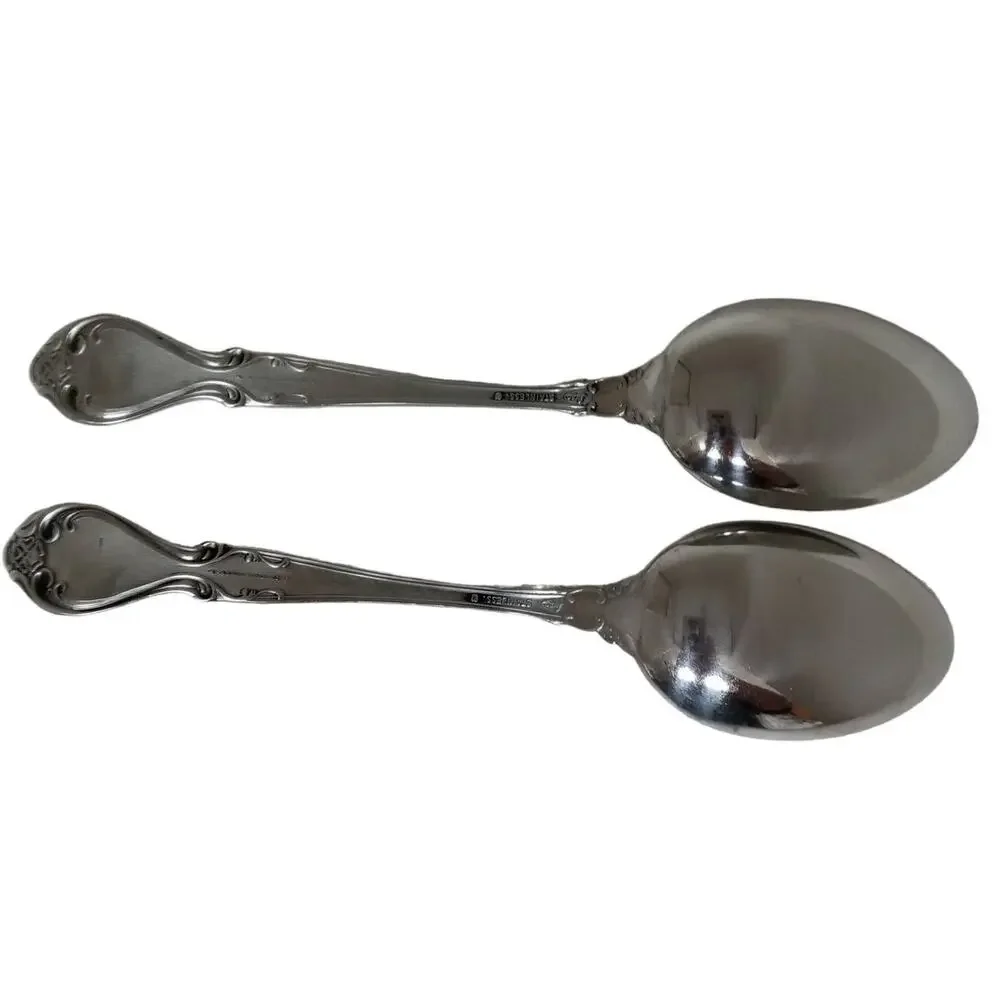 Vintage Lyons Queens Fancy Large Serving Spoons Serve Ware Stainless Steel
